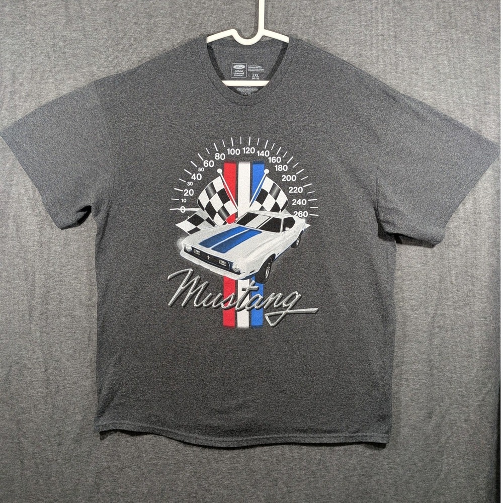 Ford Mustang‎ Gray T-Shirt Racing Speedometer 70s Muscle Car Size 2XL